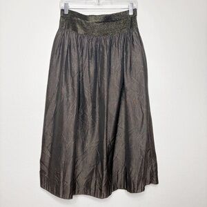 NWT J. McLaughlin Theda Bronze Metallic A-Line Midi Skirt Size Medium Gold Black